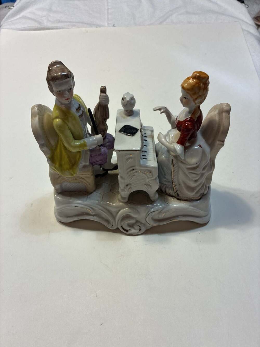 Dresden Porcelain Figurine Trio – Classical Musicians With Piano & Cello - ,